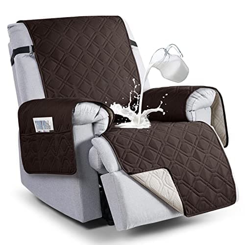 VANSOFY 100% Waterproof Recliner Chair Covers, Recliner Cover Non-Slip Dog Chair Cover Furniture Protector Washable Slipcover with Pocket, Elastic Straps for Pets, Dogs(Chocolate, 30")