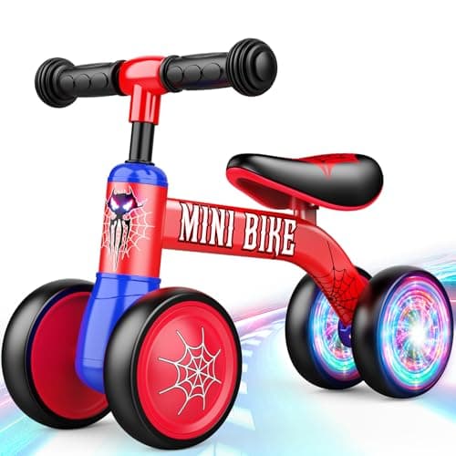 Aetyni Baby Balance Bike 1 2 Year Old Spider Baby Bike for 1024 Month with Light 4 Wheels Babies Boy Gifts Toddler First Riding on Toys First Christmas Birthday Gift for 1 Year Old Boy Girl
