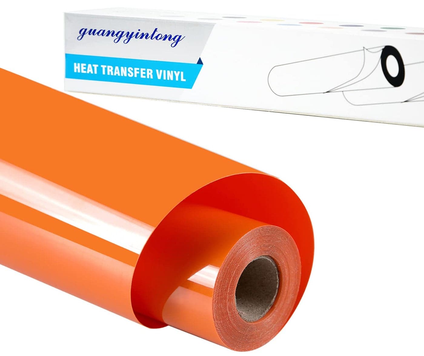 guangyintong Orange Heat Transfer Vinyl HTV Rolls 12 x 8ft Orange Iron on Vinyl for TShirts Glossy Surface HTV for All Cutter Machines Easy to Cut Weed for Heat Design
