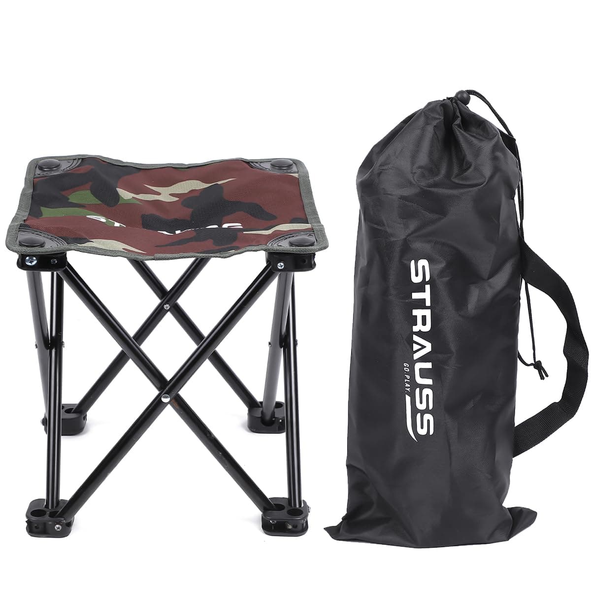 Strauss Portable Compact Folding Chair With Carry BagPortable Camping Chair With 4 LegsLightweight BreathablePerfect For Outdoor CampingBeachPicnicsAnd Hiking30 X 30 X 26 Cm FabricGreen