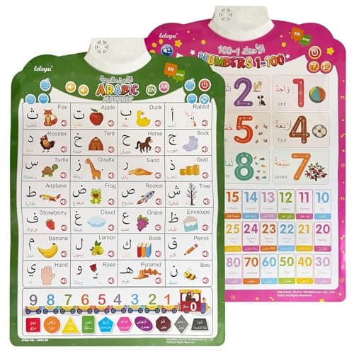 Arabic Alphabet Poster for Kids Learn Arabic Letters and Numbers Interactive Alphabet Wall Chart Arabic Learning Toys for Toddlers