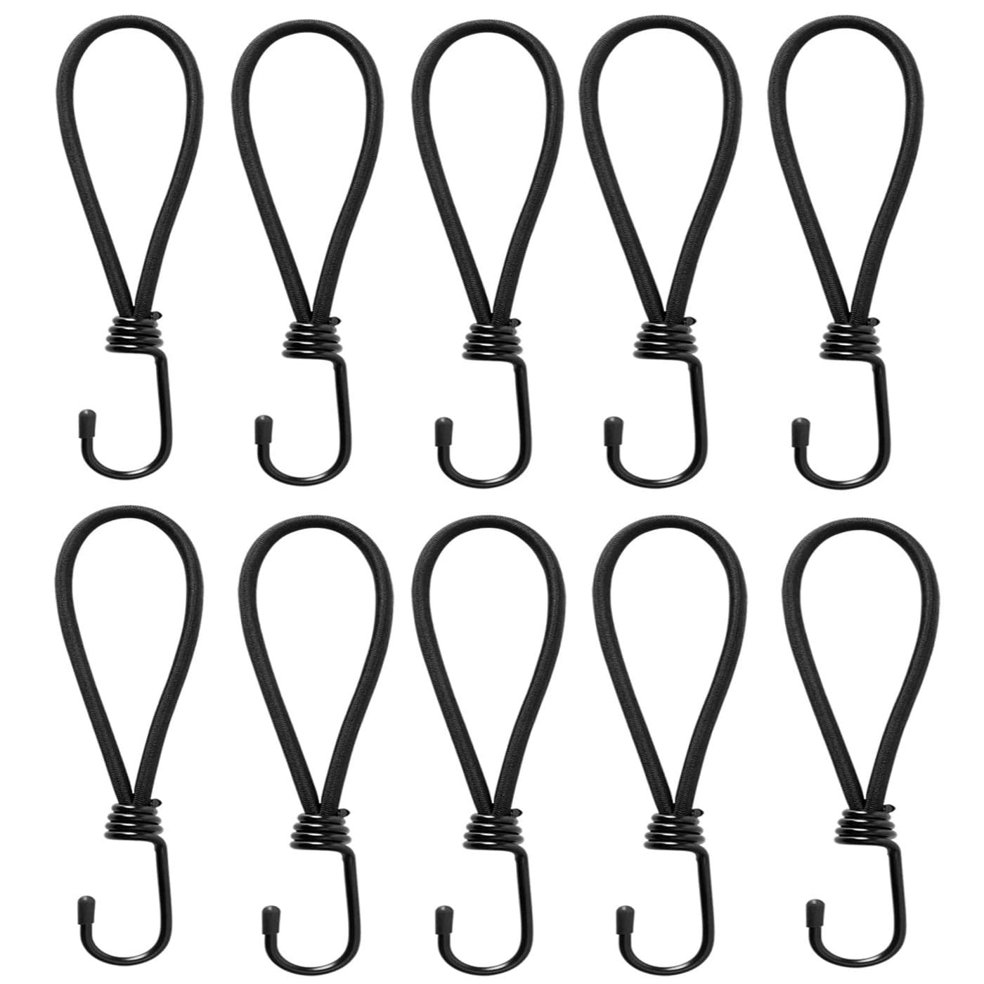 7 Inch Small Bungee Cord with HooksBlack Bungee Cords Heavy Duty Outdoor Bungee Straps with Hooks for Camping Tarps Tents HikingHuntingTrucks and Boats 10 Pack
