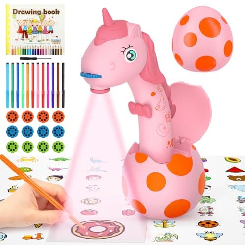 KETIEE Unicorn Drawing Projector Toys for Ages 57 Tracing and Drawing Projector for Kids with Cute Unicorn Look Smart Art Sketcher Projector with 96 Stencils Toddler Toys for Girls Boys 3 Pink