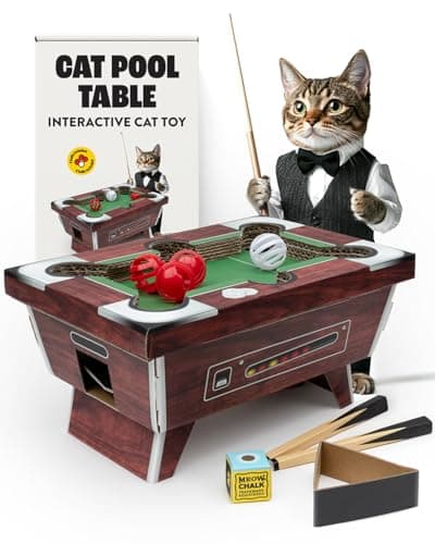 Suck UK Interactive Cat Toy Cat Toys for Indoor Cats Adult Kitten Toys Cardboard Scratcher Scratching Board with Ball Toy for Play Enrichment Stop Cats Scratching Furniture Pool Table