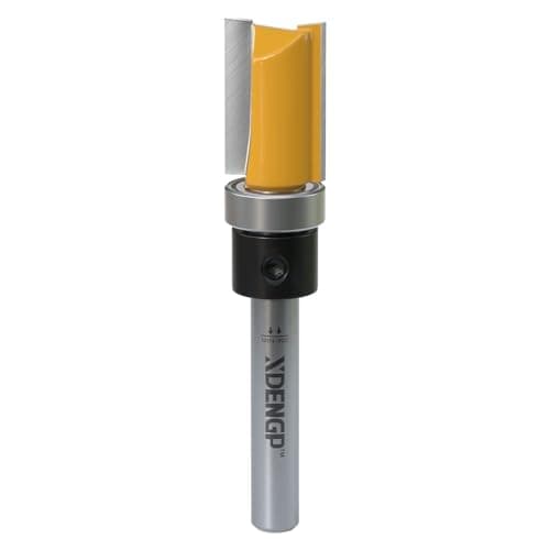XDENGP Pattern Flush Trim Router Bit 1/4 Inch Shank, 1/2 Inch Cutting Diameter, 3/4 Inch Cutting Length, Top Bearing Flush Straight Cut Trim Router Bit for Woodworking