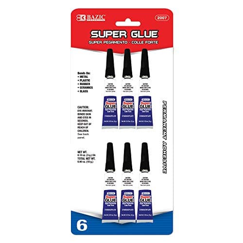 BAZIC Products Super Glue 3g Tubes Permanent Adhesive 6Count