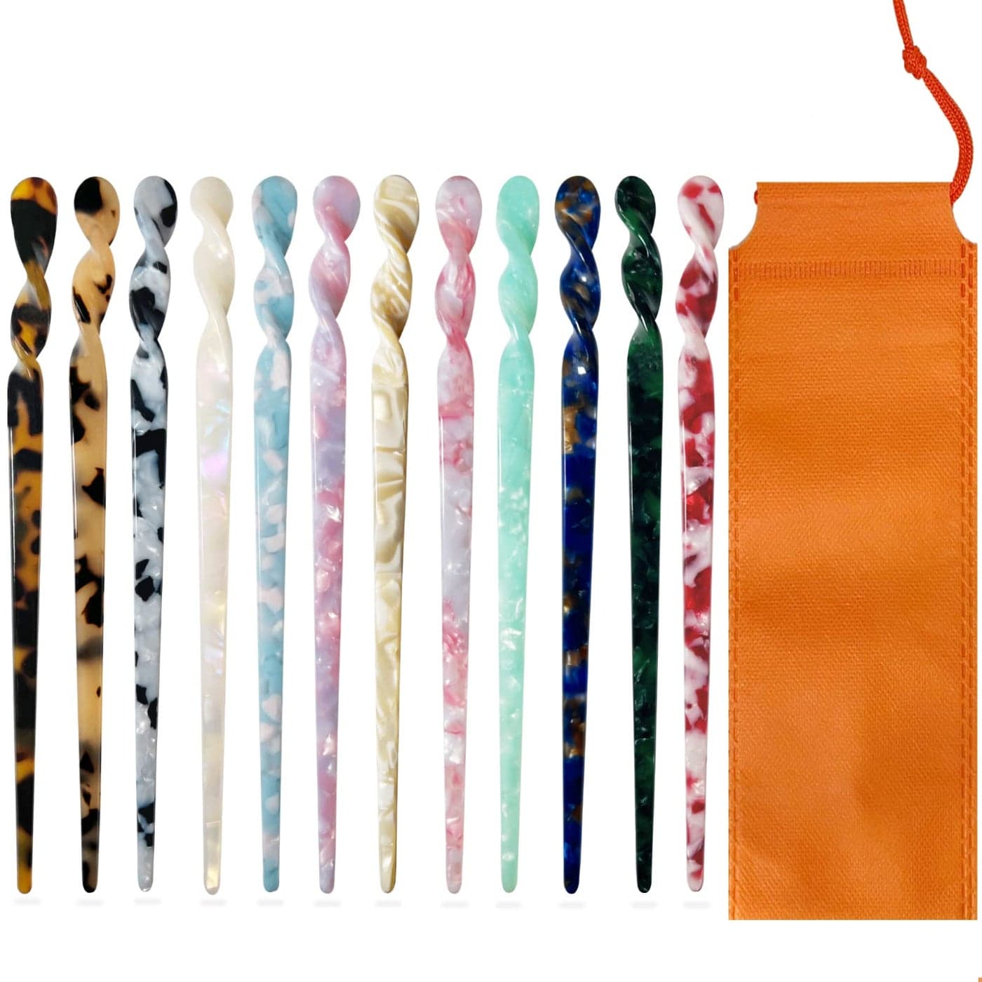 12 Pieces Acetate Hair Sticks Tortoise Shell Hairpin Leopard Shell Hair Pins Chinese Hair Sticks for buns Hair Styling Accessories Hair Chopsticks for Women Girls12 Style Not Repeating Pattern