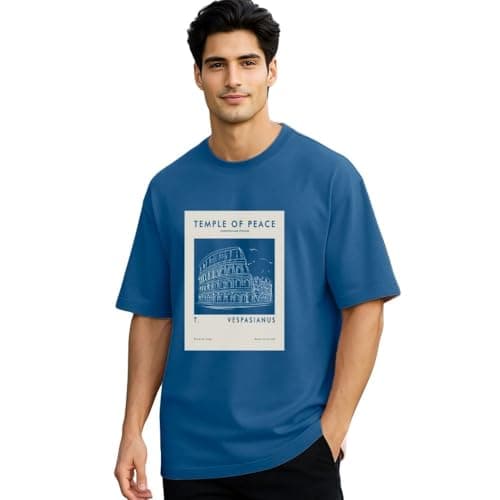 Nobero Men's Cotton Solid Oversized Fit T-Shirt (1M-Twrt-C0748_Marine M) Blue