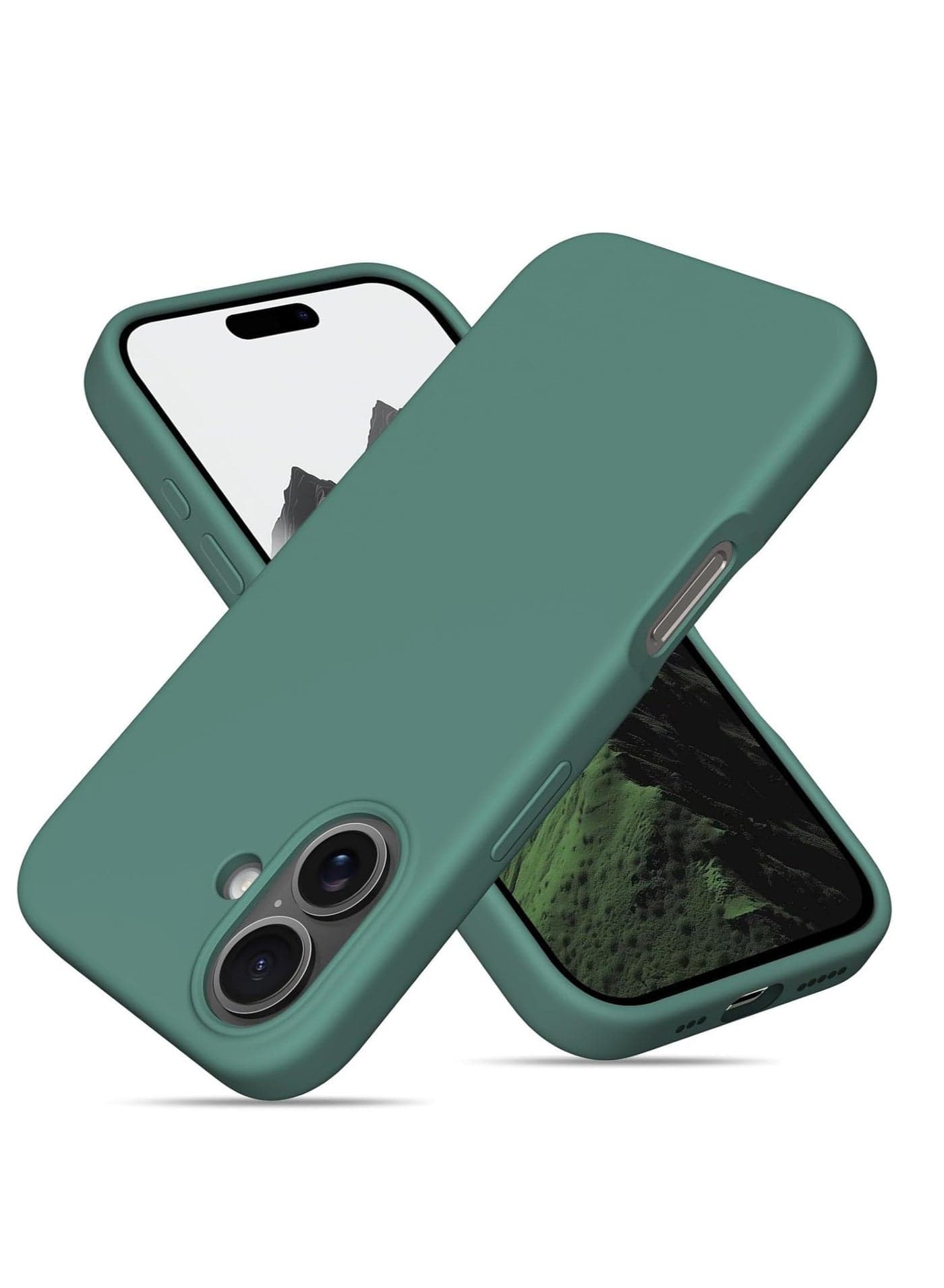 Case Compatible with iPhone 16 Plus – Liquid Soft Silicone Shockproof Cover with Microfiber Lining – Full Body Protection & Camera Guard – 6.7-inch (Green, iP 16 Plus)