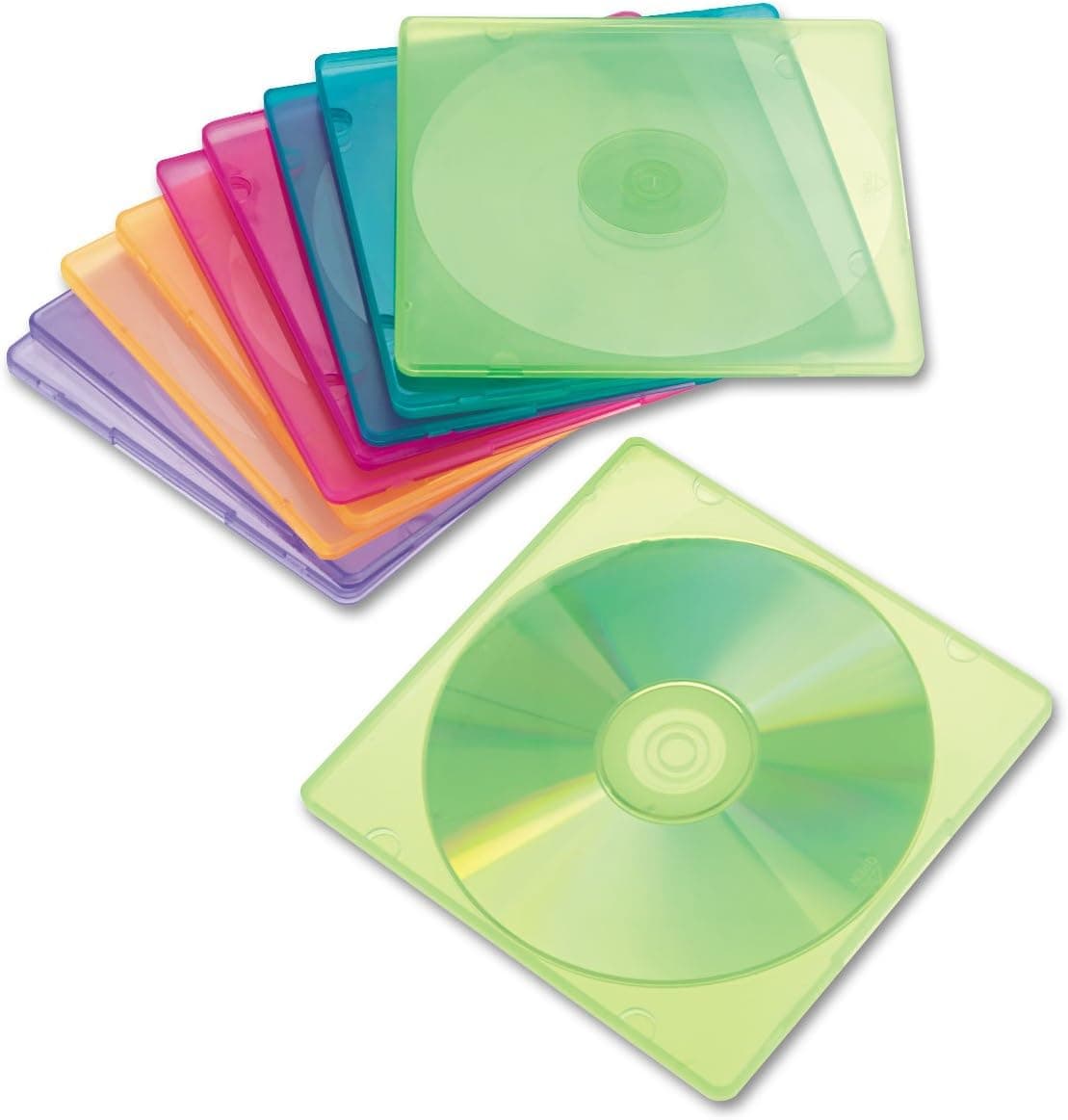 Innovera 81910 Slim CD Case Assorted Colors 10Pack