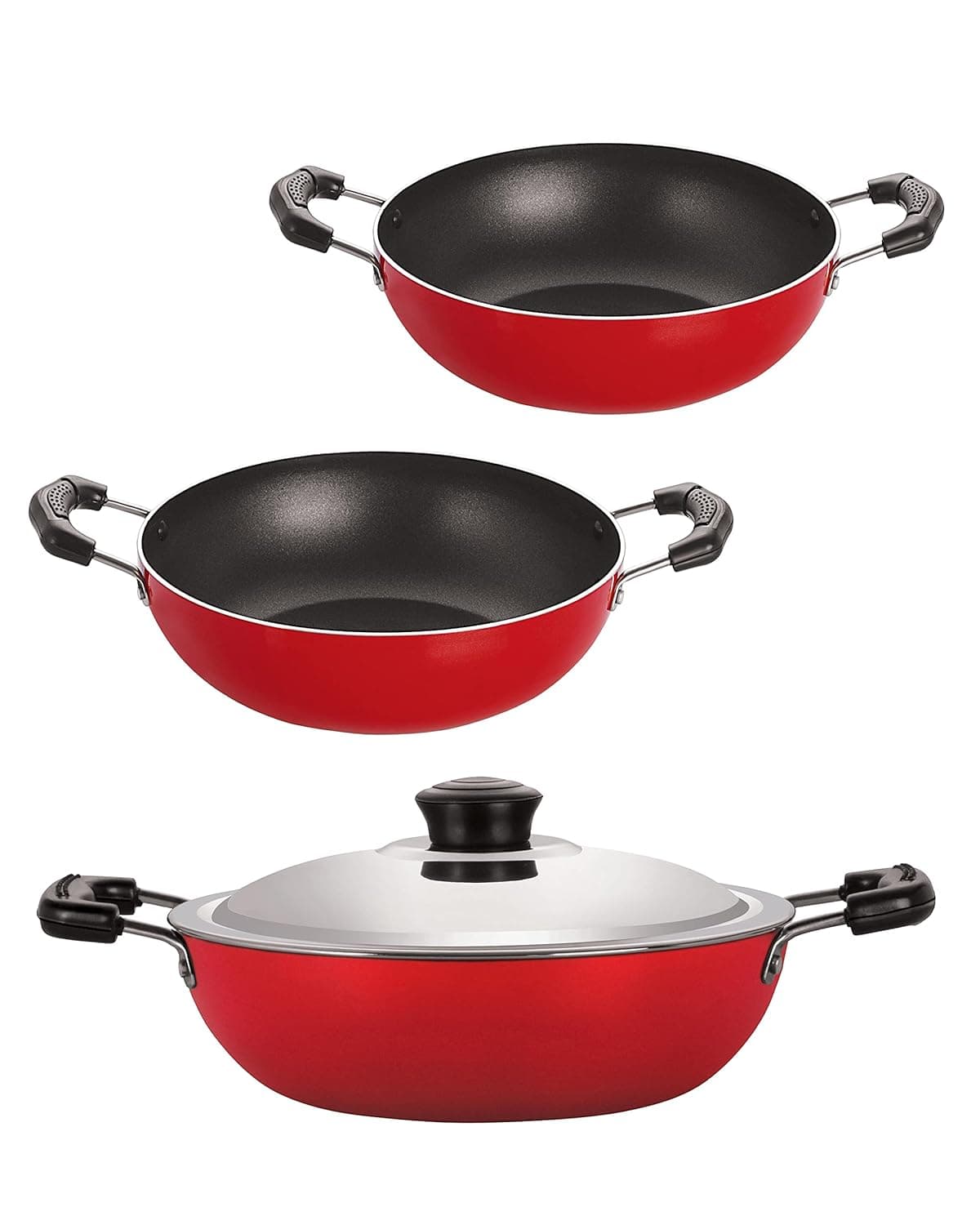 Enjoy Stress-Free, Healthy Cooking, with Our Classic Range of Cookware Sets - Kadai 1.5Litre, Kadhai 2 Litre, Deep Kadhai Big 2.6 Litre(PTFE Non-Stick Exterior for Easy Cleaning)