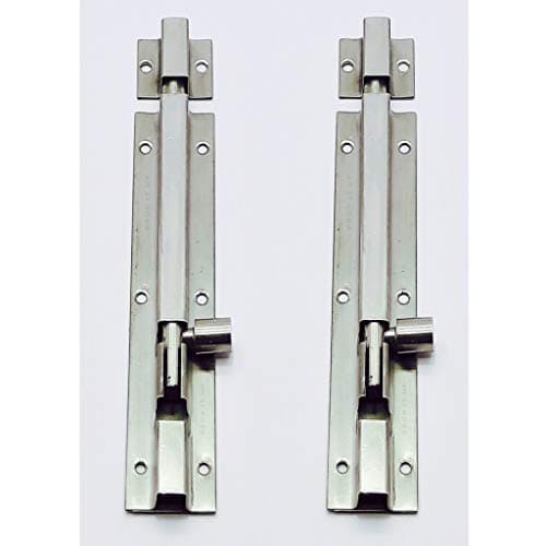 Prop It Up (Aligarh Made Locks and Hardware) Stainless Steel Extra Heavy Tower Bolt/Door Latch 8 Inch (10mm) SS and Chorme Finish - Set Of 2