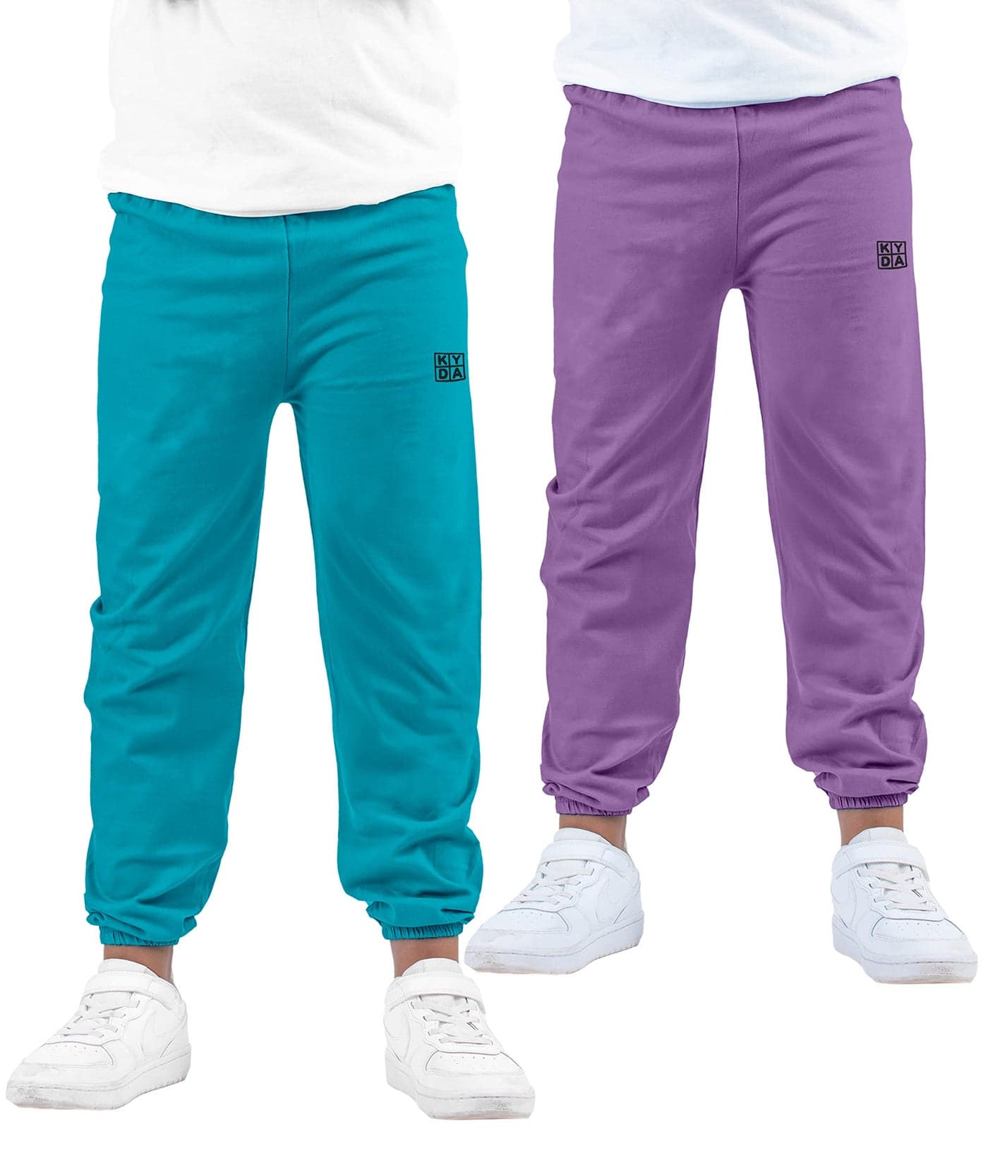 KYDA KIDS® Unisex 100% Cotton Regular Fit Track Pants Soft Breathable Elastic Waist Casual Joggers for Kids (Pack of 2)