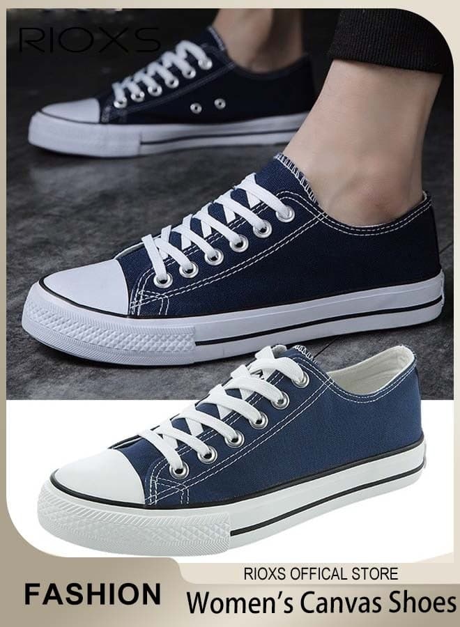 Women's Classic Canvas Shoes, Low Top Lace Up Shoes, Fashionable Casual Flat Shoes, High-quality Breathable Trainers with Non-slip Rubber Sole, Suitable for Work, Sports, Shopping, Hiking, Running and Other Occasions, Ladies Athlesiure Shoes