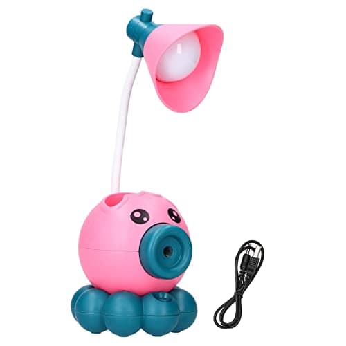 Wembley Table Lamps for Study Room for Students Reading Led Desk Lamp for Work from Home Rechargeable Octopus Shaped Multi-Function Inbuilt Sharpner for Kids (Pink)