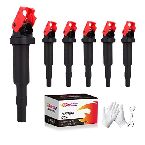 FIREMOTOO Pack of 6 Ignition Coil Pack Compatible with BMW 325Ci 330Ci 335i 525i 528i 530i 535i 545i 745Li X3 X5 M5 M6 Z4 Mini Cooper Replacement 0221504470 UF592 UF571 12137594937 12137562744