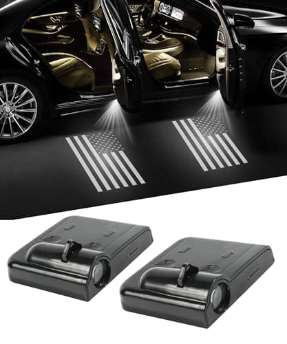 bylikeho 2Pcs Car Door LightsDoor Lights Logo ProjectorCar Accessories HD Car Welcome LightDoor Sill Lights Wireless LED Door Paste Courtesy LightCar Door Lights Logo White American Flag