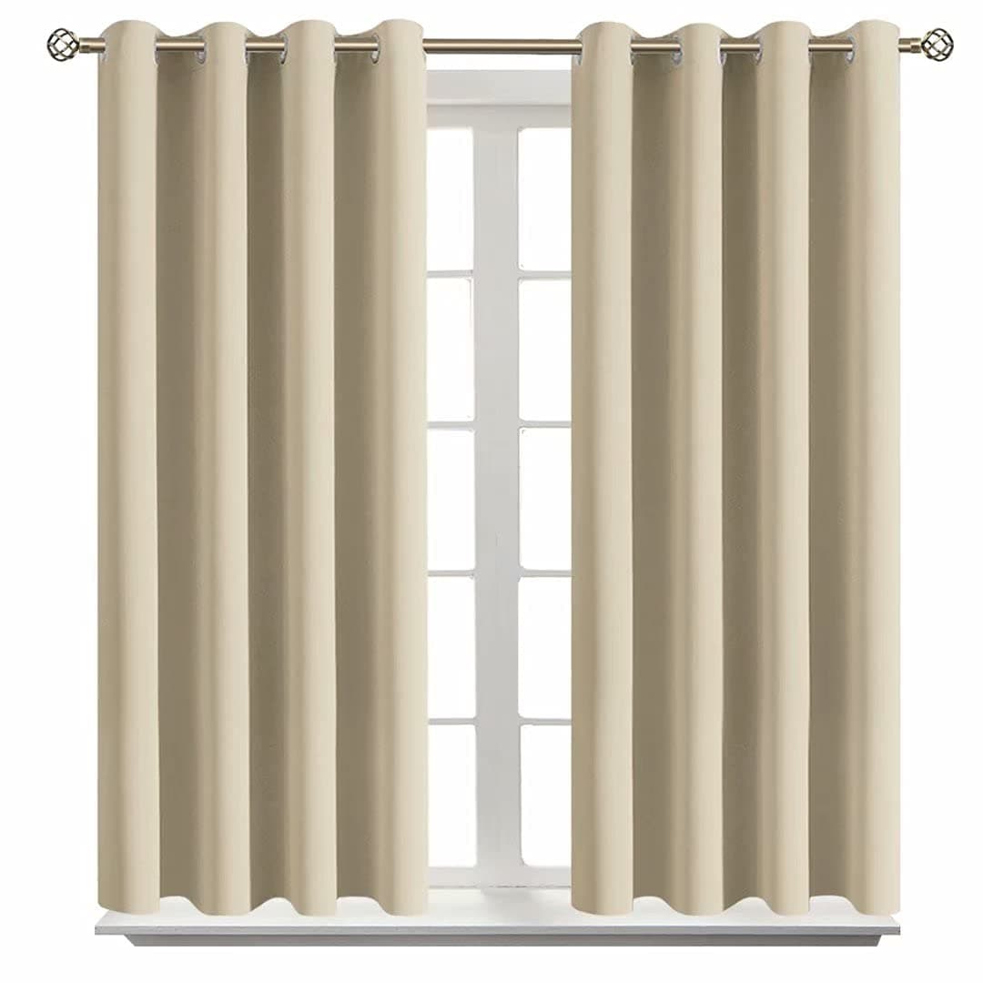 BGment Room Darkening Curtains 54 Inches Long Grommet Thermal Insulated Drapes Window Treatment Curtains for Bedroom 2 Panels 52 x 54 Inch Beige