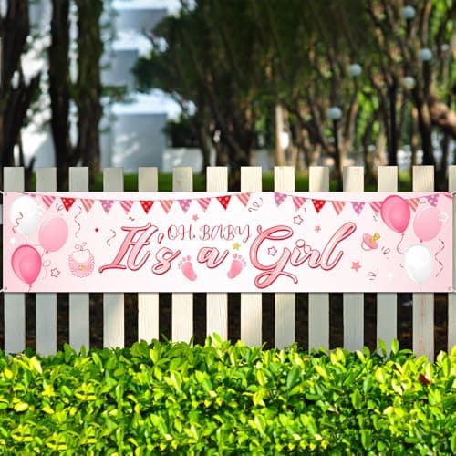 Blulu Its a Girl Banner Baby Shower Decorations Welcome Home Horizontal Pink Large Fabric It is a Banner Backdrop Background Shower Yard Sign Party Photo Booth Decorations 71 x 157 Inches