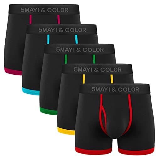 5Mayi Mens Underwear Boxer Briefs for Men Cotton Men's Boxer Briefs Black Pack of 5 3XL
