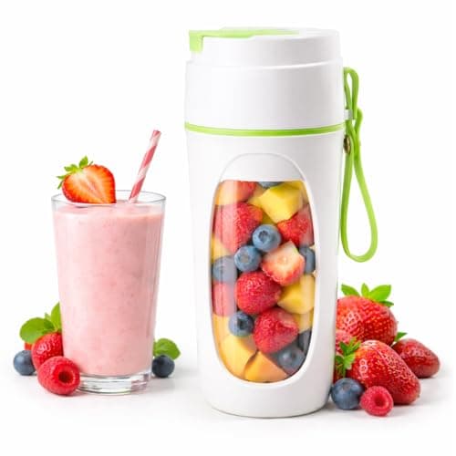 Bigsmall Portable USB Rechargeable Blender for Smoothies, Juices, Milkshakes, Baby Food, Ice Crushing | 340ml | Leak-Proof Lid 2400mAh | 8 Stainless Steel Blades | Electric Juicer Mixer Bottle (Green)