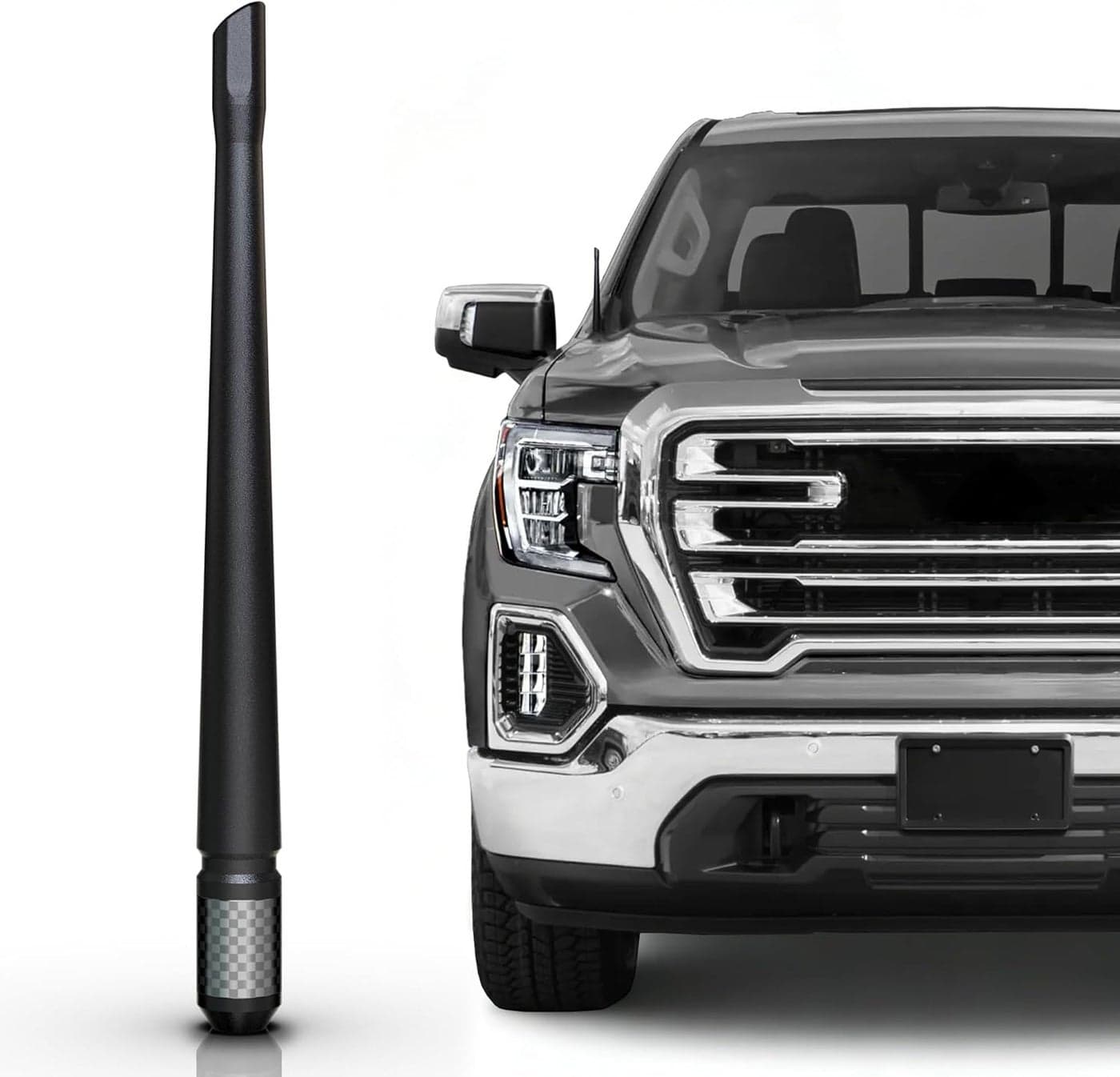 Tekk Carbon Fiber Short Antenna for 2007-2025 GMC Sierra 1500 - 7.9 Inches Premium Flexible Rubber