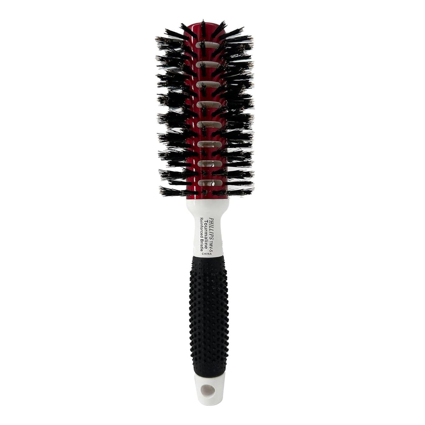 Phillips Brush Tourmaline Monster Vent 5 Professional Hair Brush 25 Diameter Barrel Vented Hairbrush with Nylon Reinforced Boar Hair Bristles Beech Wood Handle with Rubber Grip