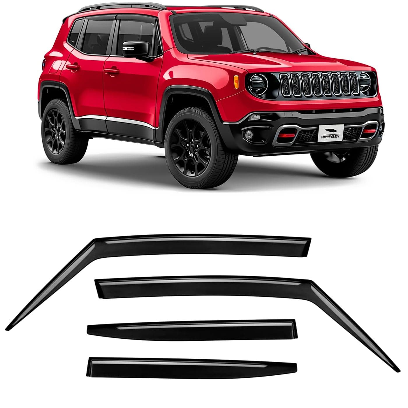 Voron Glass Tapeon Extra Durable Rain Guards for Jeep Renegade 20152024 Window Deflectors Vent Window Visors 4 Pieces 120112
