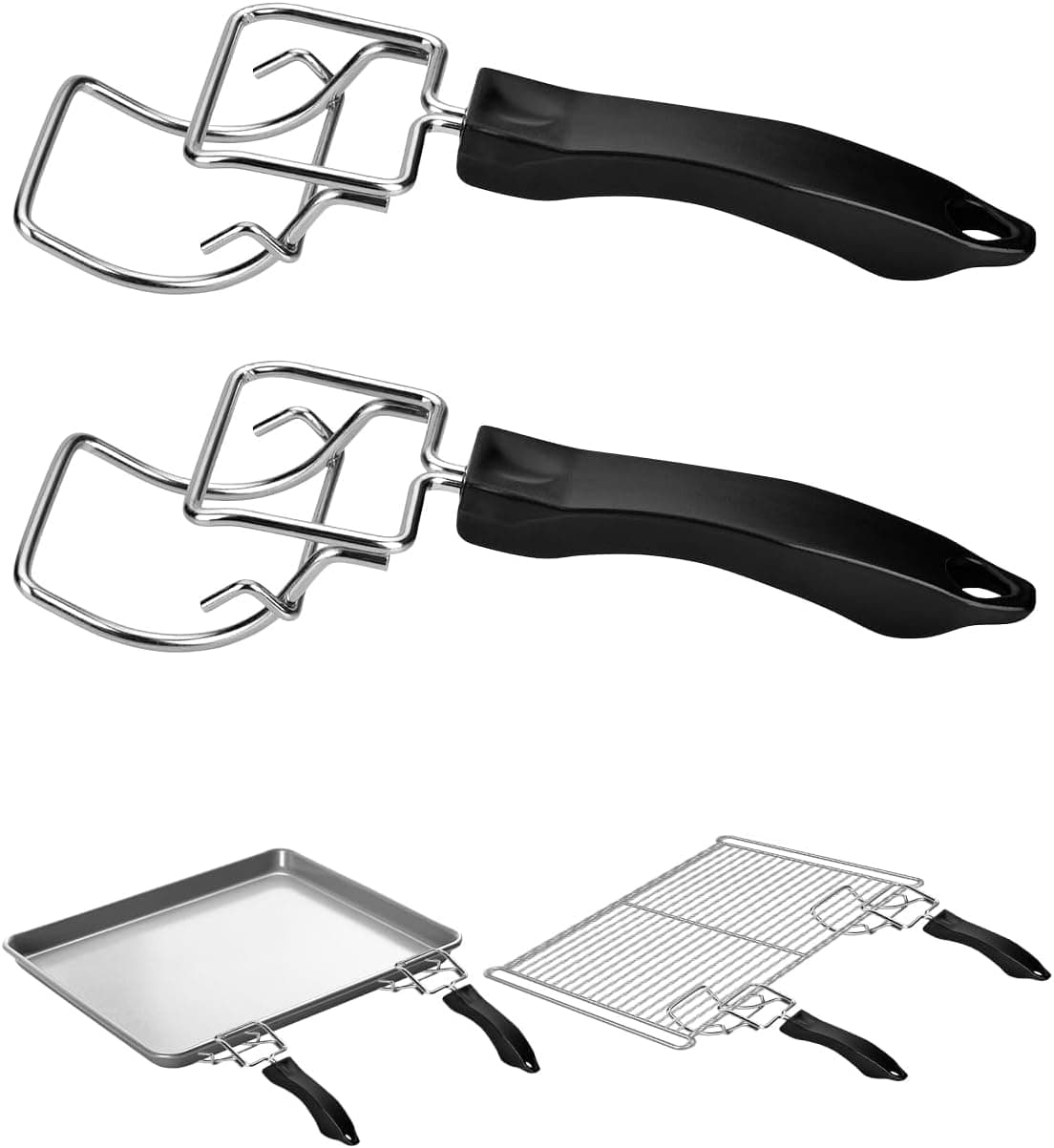 2 Pcs Air Fryer Tray Extractor – Convection Toaster Oven Tray Handle, Oven Rack Pull Tool, Grills Clip, Suitable For Air Fryer And Toaster Oven, Easy Removal