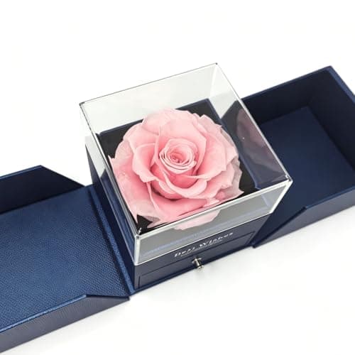 HipTree Preserved Pink Real Rose for Mothers Day Gifts-Eternal Forever Flowers Rose,Birthday Gifts for Women Mom Wife Grandma Daughter Anniversary Christmas Valentines Day Decor for Her