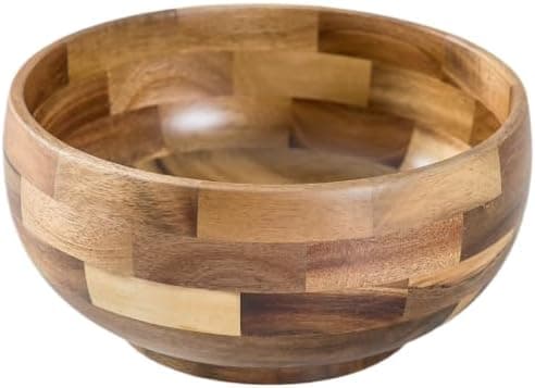 Lipper International Acacia Round Serving Bowl for Pasta Fruits Salads or Popcorn 8 Diameter x 325 Height Single Bowl