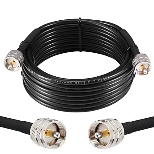 MOOKEERF PL259 20ft UHF Male to Male Coax Cable for CB Radio, Ham Radio, Antenna Analyzer, SWR Meter