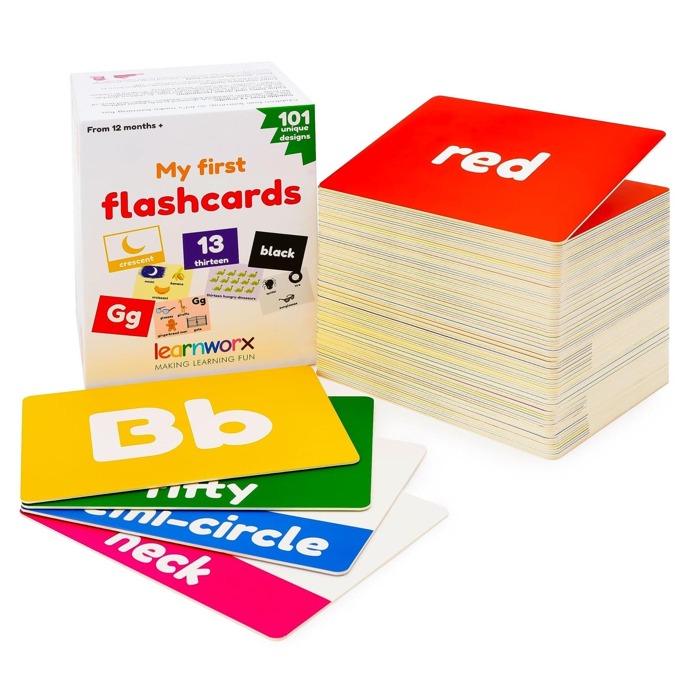 Baby Learning Flash Cards For Toddlers 1-3 | Kids Letter Number Alphabet Animal Color Words Flashcards | Large Cards Ideal For Preschool Kindergarden Pre K Educational | Flashcards 12 Months - 5 Years