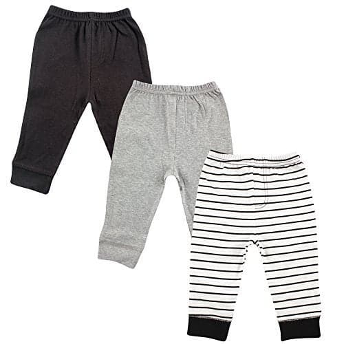 Luvable Friends baby boys Cotton Pants, Black Stripe 3-pack, 4T US