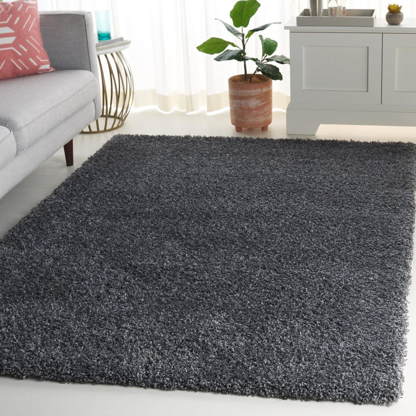 SAFAVIEH California Shag Collection Area Rug 53 x 76 Dark Grey NonShedding Easy Care 2inch Thick Ideal for High Traffic Areas in Living Room Bedroom SG1518484