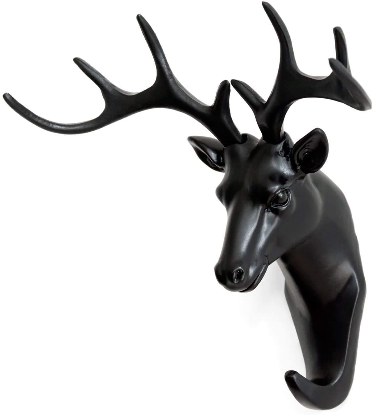 SIYANSHU Deer Head Self Adhesive Wall Door Hook Hanger Hanger Animal Hook Keys Sticky Holder (Color-Black)(1 Piece)