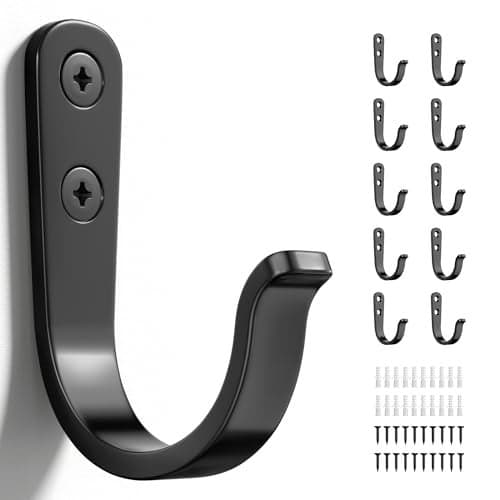 niffgaff 10Pcs Wall Hooks for Hanging Towel/Coat, Black
