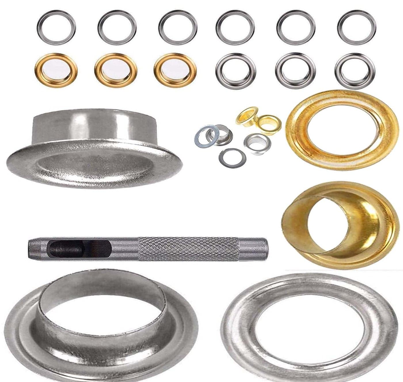 DIY Crafts 1000 Pcs Size # 6, Silver Metal Made, Grommets Nickel Eyelet, Silver/Golden (Metal Made / (1000 Pcs Size # 6, Silver Metal Made)