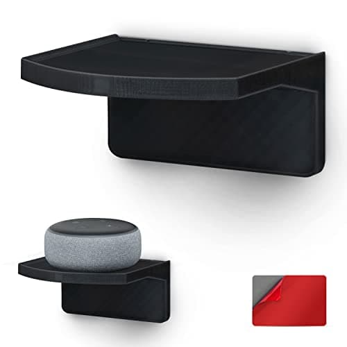 Brainwavz Screwless Floating Shelf Mount for Security Cameras Baby Monitors Speakers Plants Toys & More, Universal Holder Strong Adhesive, 114m x 112mm (UM160) (Black)