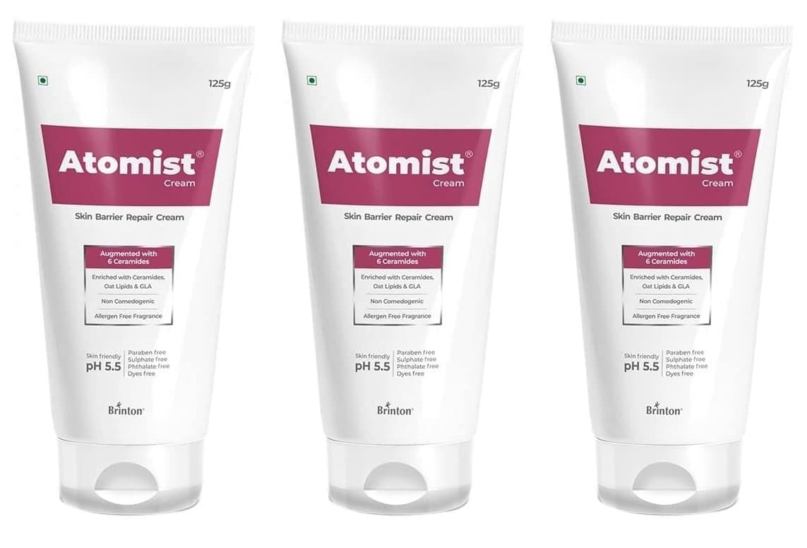 Brinton Atomist Skin Barrier Repair Cream 125 gm Enriched with Ceramides Oats Lipids GLA x Pack of 3