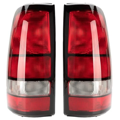 MiKaFex Tail Light Housing Compatible With 1999-2002 Chevy Silverado 1500 2500 3500 1999-2006 GMC Sierra Driver and Passenger Side Rear Brake Lamps Without Bulb,Black Edge