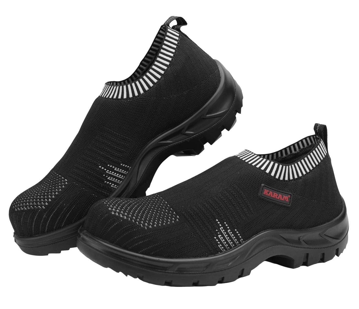 KARAM ISI Marked Flyknit Safety Shoe | Excellent Grip, Comfort and Slip Resistance | Safety Shoes with Fibre Toe |Black| FS208FN (FWSAMN) Size - 07