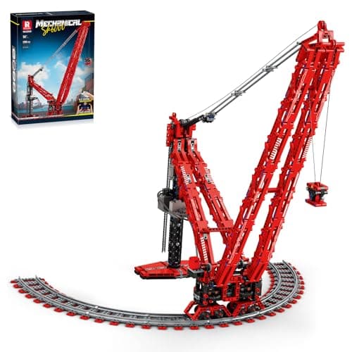 Reobrix Crane SK6000 Building Block Sets for Adults Ring Rail Cranes Building Toys RC Remote Control Crane Construction Crane Model Building Block Kits for Adults Kids 14 1196PCS