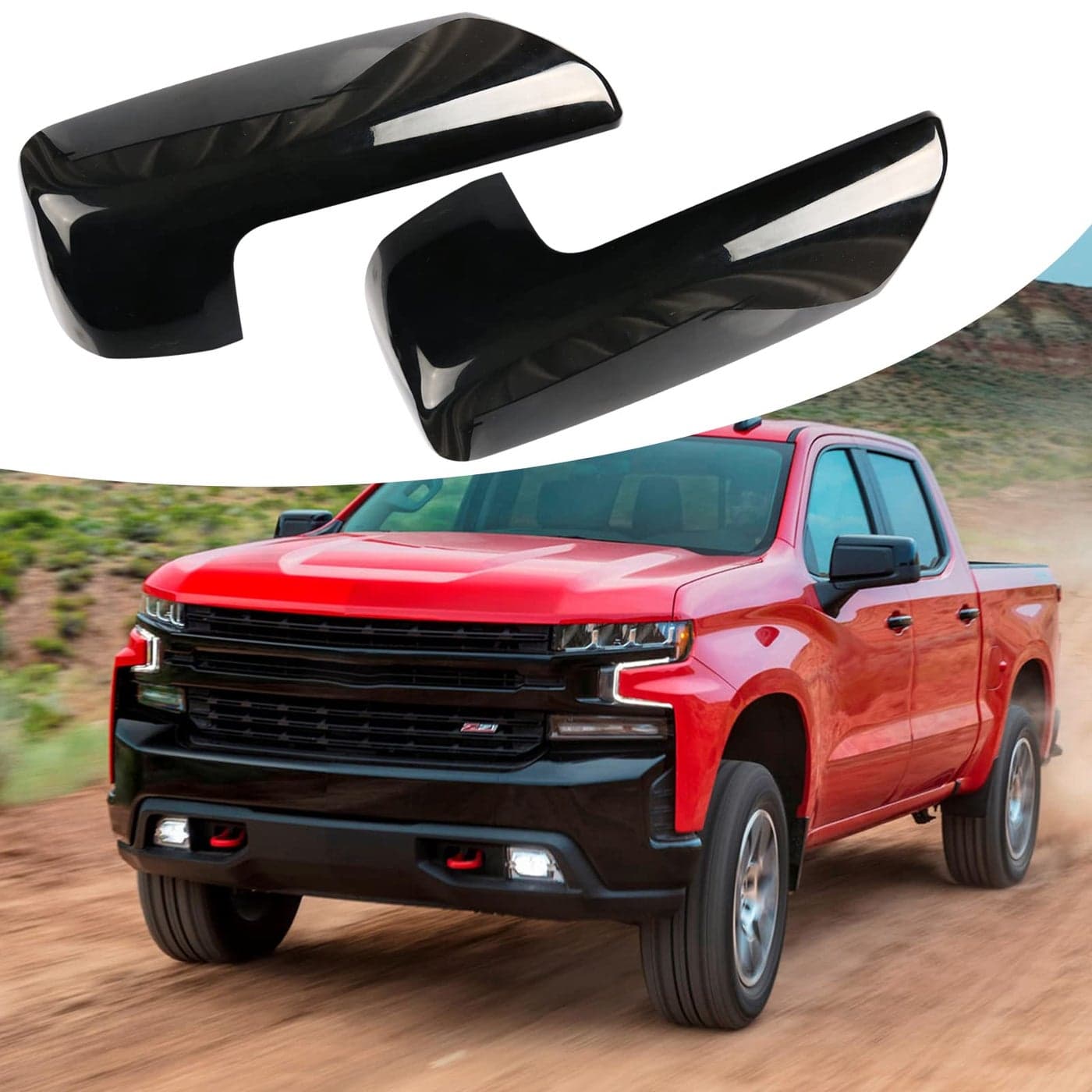 sportuli Black Mirror Cap Cover Trim Replace for 20192025 Chevy Silverado GMC Sierra 1500 Accessories Black