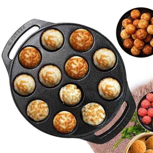 SOLARA Cast Iron 8" inch (20 CM) Paniyaram Pan (12 Cavities) | Pan for Appe/Gunta Ponganalu/Paddu | Cast Cookware