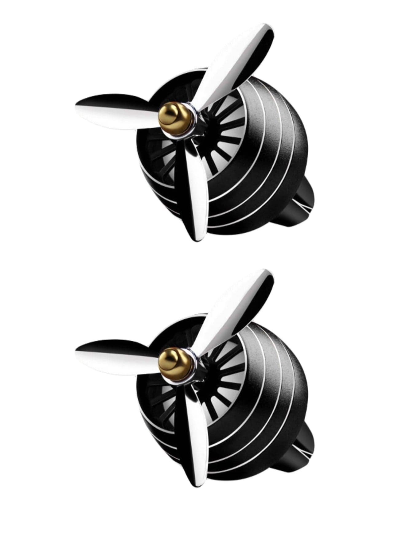 2 Pack Car Perfume Car Air Conditioning Outlet Small Fan Aromatherapy, Air Force Propeller Shape Car Air Conditioning Outlet Aromatherapy Clip With Light( Black Contains 6 Aromatherapy Tablets)