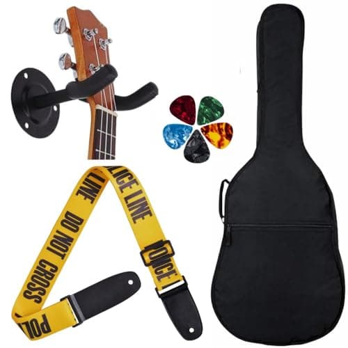 MOCKING BIRD Acoustic Guitar Bag Foam Padded Guitar Cover for 38, 39, 40, 41 inch with Adjustable Guitar Strap Wall Mount Hanger and Guitar Picks for Acoustic Electric Bass Guitar case (Police line)