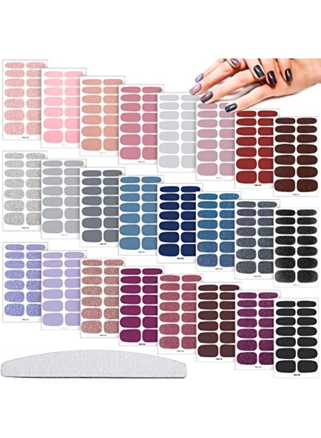 Maitys 336 Pieces 24 Sheets Nail Wraps Gel Nail Stickers Polish Strips Self Adhesive Seasonal Solid Color Decal Manicure Kits with File for Women Girls HolidayCute StyleCute Color