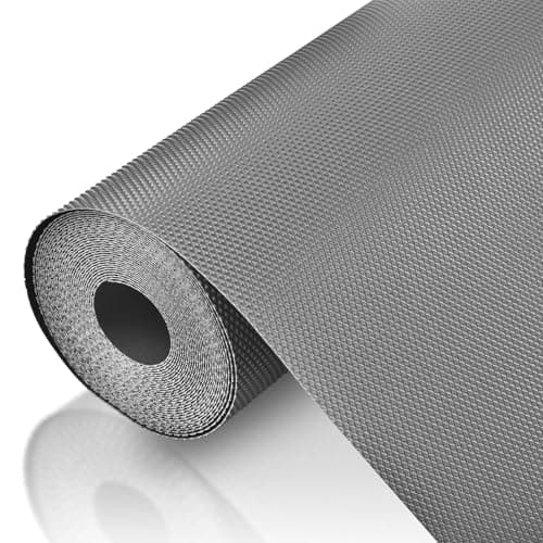 DALUCI Anti Slip Fridge Mat & Shelf Liner Roll – EVA Food Grade Washable Refrigerator Mat for Kitchen Drawer, Shelf, Cupboard & Wardrobe Protection (Grey, 45cm X 5m)