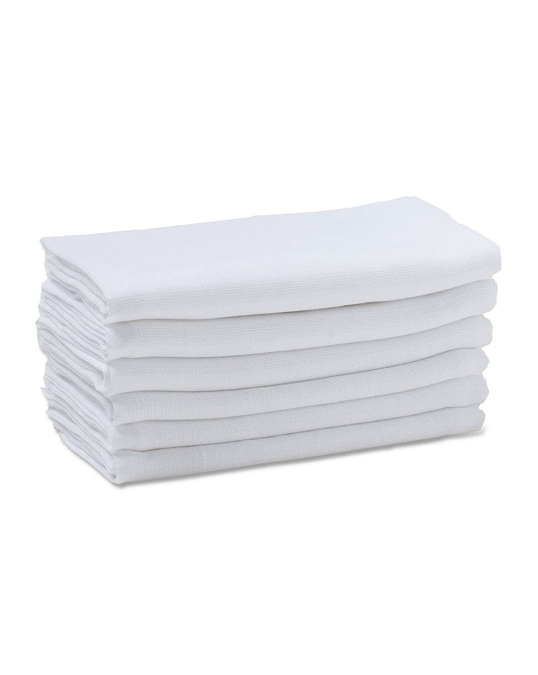 Mothers Choice® White Muslin Cloth Square Plane Nappies/Reusable Washable Cotton Diapers for New Born Baby Boy and Baby Girl, 60 X 60 CM - Pack of 6